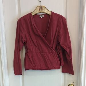 Vintage Burgundy Wrap Blouse